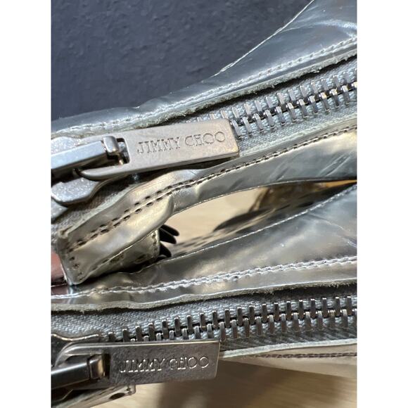 Jimmy Choo Silver Foil Leather Malika Perforated Sandals Size 36.5 - Picture 17 of 17